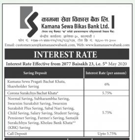 नयाँ ब्याजदर सार्वजनिक