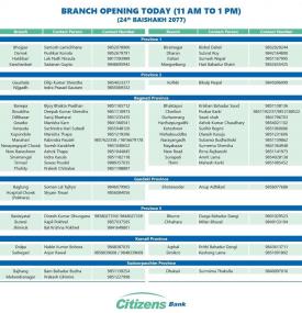 Branch Opening Hours 