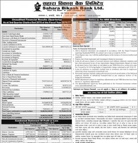 Unaudited Financial Result (Q3)