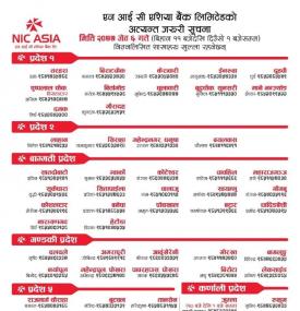 NIC ASIA Bank’s Notice Update 19th May