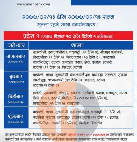 MBL को शाखाहरु खुल्ला रहने सूचना