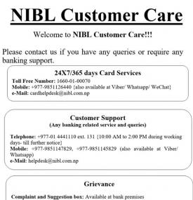 NIBL Customer Care
