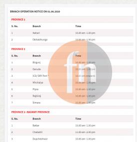 Everest बैंकको शाखाहरु खुल्ने सम्बन्धि सूचना