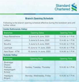 Branch Opening Schedule