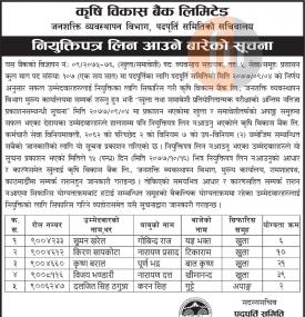 नियुक्तिपत्र लिन आउने बारेको सूचना