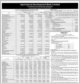 Unaudited Financial Results