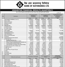 Unaudited Financial Results  (Quarterly)