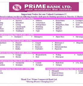 Branch Opening Schedule 