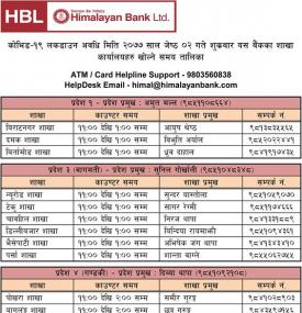  हिमालयन बैंक जेष्ठ ०२ काउन्टर समय 