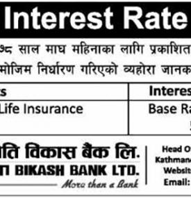 ब्याजदर परिवर्तनको सूचना