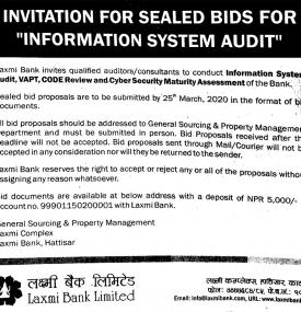 Invitation for Sealed Bids for Information Sales Audit 