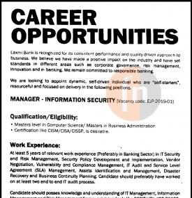 Laxmi Bank Career