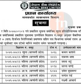 खुला प्रतियोगितात्मक परिक्षा अन्र्तगतको पद रिक्त भएको बारे सूचना