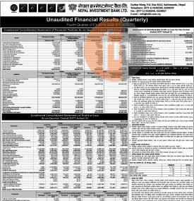Unaudited Financial Results (Quarterly)