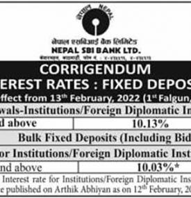Corrigendum Interest Rates: Fixed Deposits