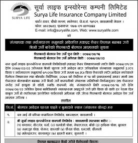 अवितरित हकप्रद शेयर लिलामीमा !!!