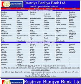 RBB Branch Opening Hours (Province 1-7)