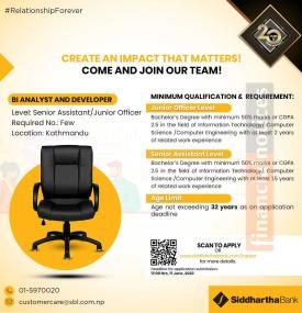 Siddhartha Bank Announces Staff Requirement Across Various Positions