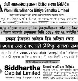 हकप्र शेयरको आवेदन दिने अन्तिम भ्याद !