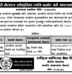 शिलबन्धी बोलपत्र सम्बन्धी सूचना !!!